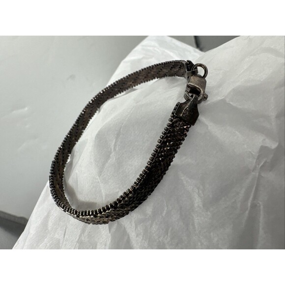 Vintage Sterling Bronze Woven Link Bracelet Made in Italy 1.4mm Unisex 14.10g - Picture 7 of 10